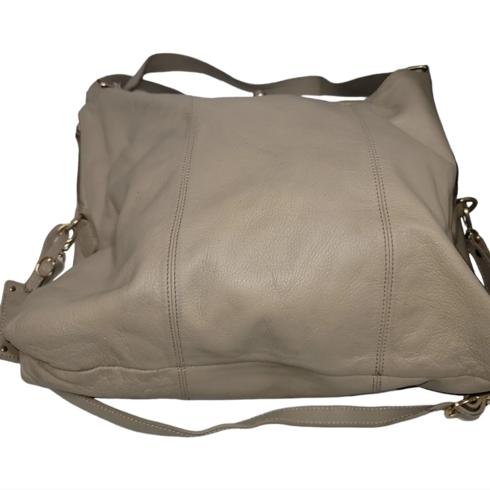 Emma Fox Dressage Kiss Lock Hobo Bag Cream Gold Hardware Lined